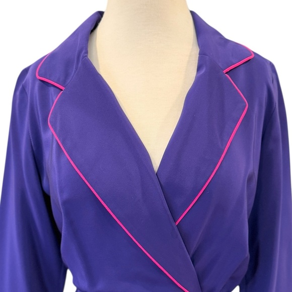 Amanda Uprichard 100% Silk Collared Long Sleeve Elastic Waist Knee Length Medium - Picture 3 of 9